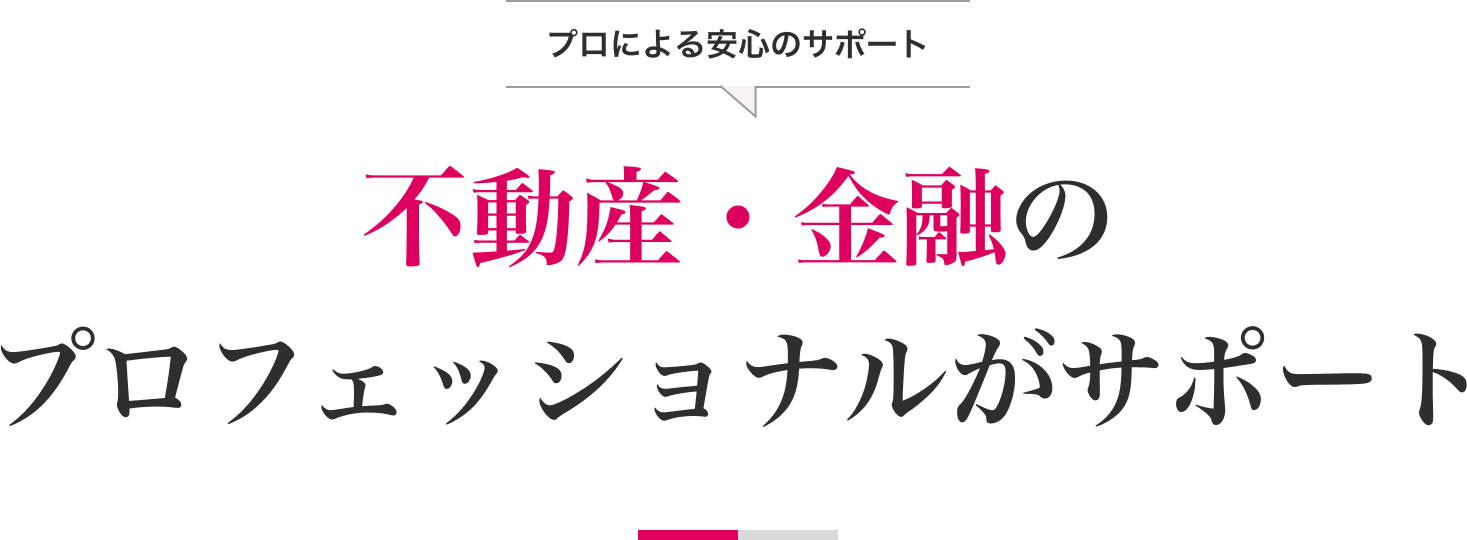 プロによる安心のサポート 不動産・金融の
プロフェッショナルがサポート